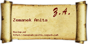 Zemanek Anita névjegykártya